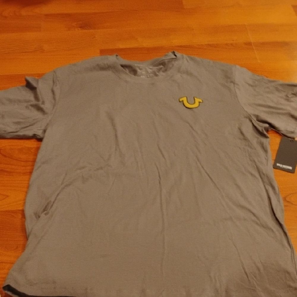 True Religion Gray Tee with Yellow Emblem